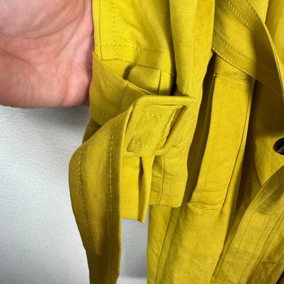 Ann Taylor Women’s Linen Blend Double Breasted Trench Coat Jacket in Yellow XXL - Picture 5 of 15